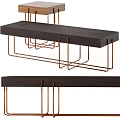 Modern Dark Wood Coffee Table With Sleek Metal Legs And Minimalist Design