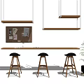 Modern Bar Chair Combination Bar Counter 3d model