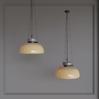 Bauhaus Middle Cream Glass Chandelier 3d model