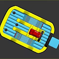 Inflatable Playground Equipment With Red Car Slide Tires Yellow Red Cartoon Design