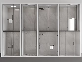 Modern shower room swing door sliding door narrow glass door shower glass partition 3d model