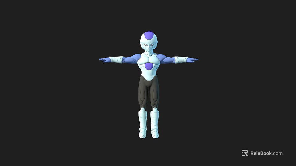 Game Movie Character 3D Render With Purple White Armor Stretching Arms Sci Fi Style 3d model 