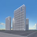 Modern High Rise Residential Buildings With Blue Sky Background And Parking Lot