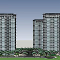 Residential Complex Layout With High Rise Buildings Green Spaces Roads And Central Facilities