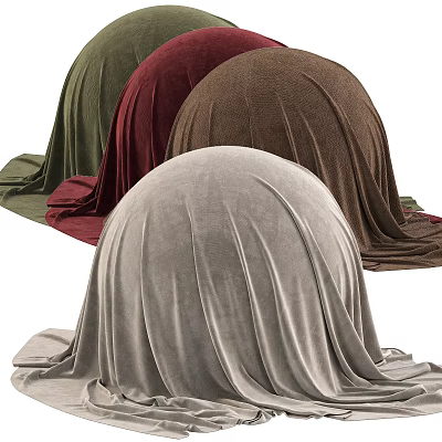 Decorative Hemispheres Covered with Soft Colored Fabric and Flowing Drapery in Various Hues 3d model