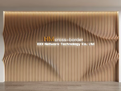 Modern Wooden Background Wall With Curved Wave Stripes Decorative Interior Panel 3d model