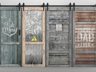 Industrial LOFT Barn Door Decorative Wooden Door 3d model