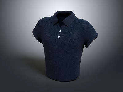 Stylish Dark Blue Polo Shirt With Short Sleeve Collared Design And Buttons 3d model