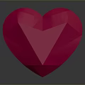 Red Polyhedral Heart Shaped Daily Living Item With Shiny Surface And Reflection
