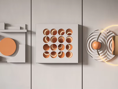 Modern Wall Decorations With Geometric Shapes Circular Patterns And Spherical Accents 3d model