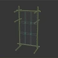 Industrial Metal Frame Mesh Rack With Horizontal Bars And Support Base