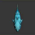 Blue Shark Model With Shiny Surface On Dark Background Showing Reflection