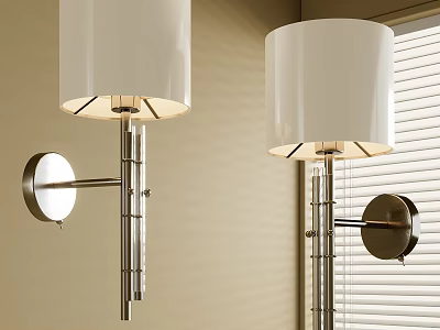 Modern Wall Sconces With White Shades And Metal Brackets In Interior Design 3d model