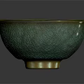 Green Crackled Glass Cup With Gold Rim And Smooth Interior Surface