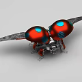 Futuristic Mechanical Flying Insect With Red Body Blue Eyes And Sharp Metallic Wings