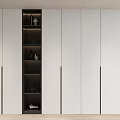 Modern Wardrobe Interior Design With White Doors Dark Open Storage And Decor Items 3d model