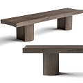 Modern Wooden Bench With Solid Rectangular Legs And Smooth Natural Finish 3d model