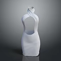 Elegant Modern White Sleeveless Dress With High Neck Cutout Design