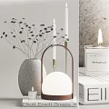 Decorative Ornament Set With Ceramic Vase Dried Flowers Candles And Scented Candle