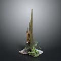 Rustic Tree Stump Decorative Piece With Broken Trunk Sections And Small Green Plants