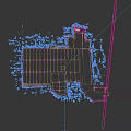 Aerial Planning of Neatly Arranged Blue Roofed Buildings With Green Spaces And Roadways
