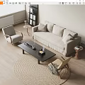Quiet Sofa Tea Table Combination Sofa Coffee Table 3d model
