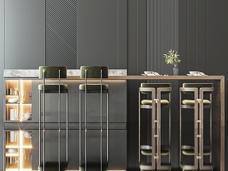 Modern Bar Chair Combination Bar Counter 3d model