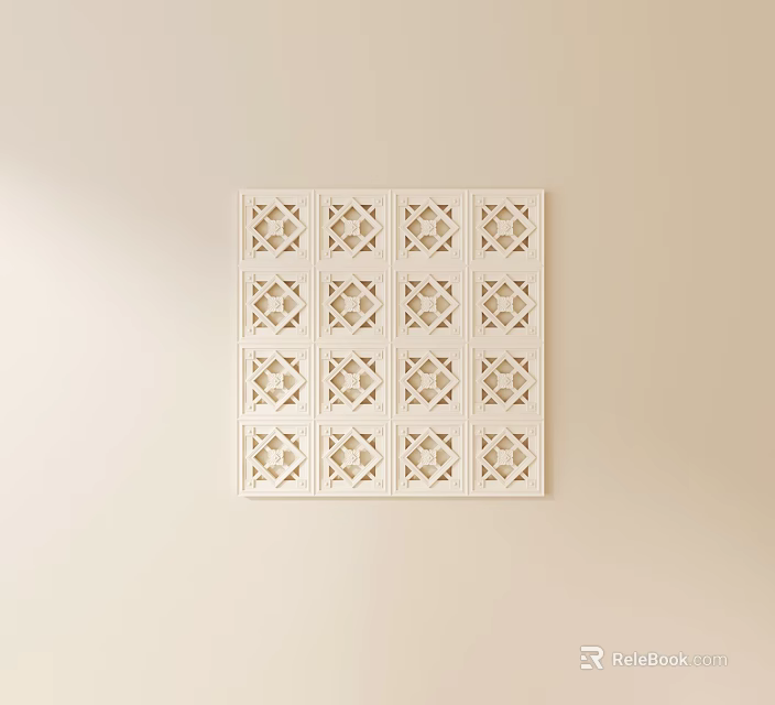 Intricate Carving Wall Decoration Design With Elegant Square Geometric Patterns 3d model
