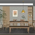 Nordic Dining Table and Chair Combination 3d model