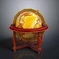Vintage Decorative Globe With Wooden Stand And Detailed Earth Sphere