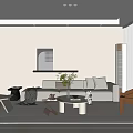 Modern Living Room Interior With Sofa Coffee Table Rug Wall Art And Natural Light