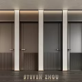 Modern Flush Doors With Different Panel Styles And Colors In Interior Design 3d model