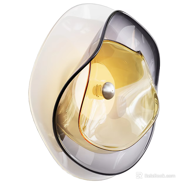 Modern Artistic Wall Lamp With Transparent Glass Amber And White Curved Design 3d model 