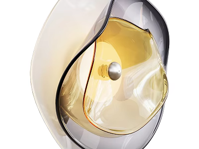 Modern Artistic Wall Lamp With Transparent Glass Amber And White Curved Design 3d model