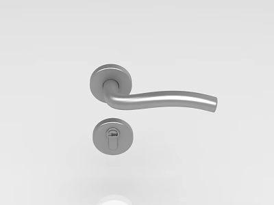 Silver Modern Door Handle with Lock and Ergonomic Metal Design for Home Use 3d model