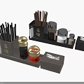 Xi Wei Black Modern Dining Utensil Set With Chopsticks Condiment Jars And Tissue Box