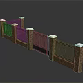 Scenic Landscape With Brick And Black Metal Fence Featuring White Pillar Tops