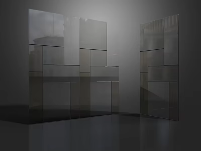 Modern Geometric Wall Decor With Reflective Metal Panels And Abstract Shapes 3d model