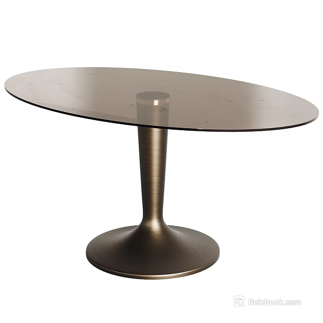 Modern Oval Coffee Table With Glass Top And Sleek Metal Base 3d model 