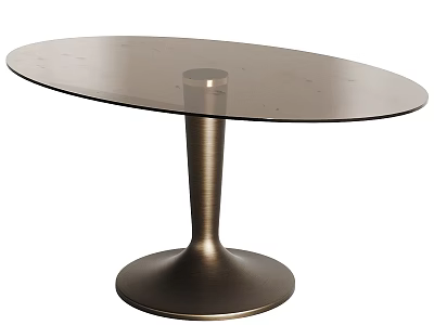 Modern Oval Coffee Table With Glass Top And Sleek Metal Base 3d model