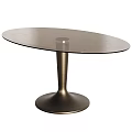 Modern Oval Coffee Table With Glass Top And Sleek Metal Base