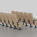 Beige Seats With Black Armrests And Bases Neatly Arranged On Gray Floor Against White Wall