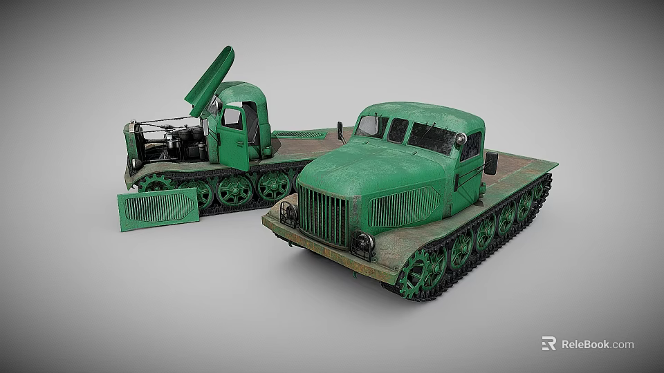Green Tracked Truck Models With Detailed Vintage Design And Collectible Features 3d model 