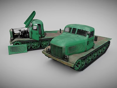 Green Tracked Truck Models With Detailed Vintage Design And Collectible Features 3d model