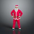 Elderly Man Dressed in Santa Claus Red Suit With White Beard and Green Shoes