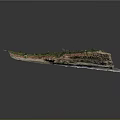 Realistic 3D Terrain Model With Curved Road Grassland Rocky Areas And Coastline