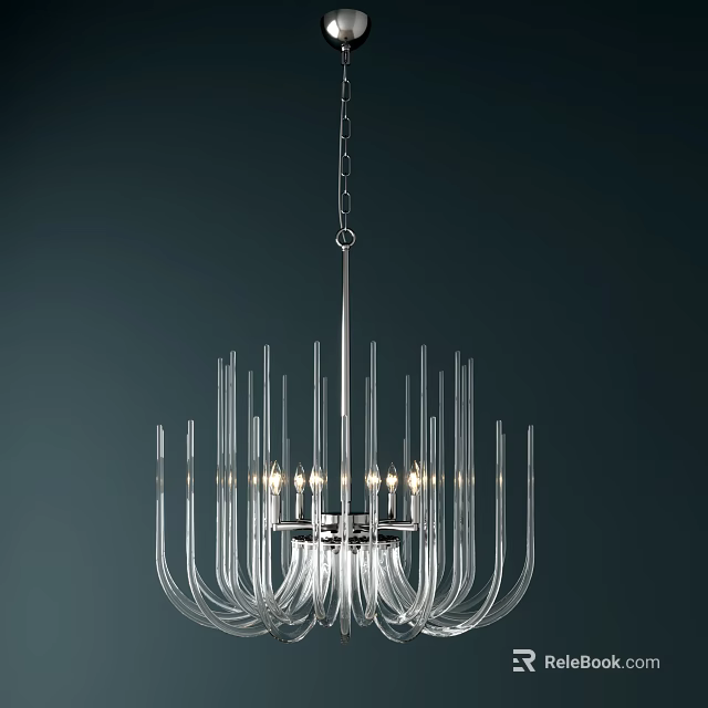 Modern Style Transparent Glass Chandelier With Metal Frame And Warm Lighting Effect For Home Decor 3d model 