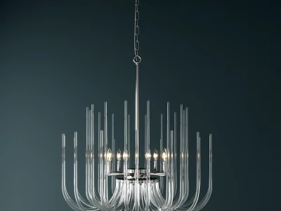 Modern Style Transparent Glass Chandelier With Metal Frame And Warm Lighting Effect For Home Decor 3d model