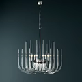 Modern Style Transparent Glass Chandelier With Metal Frame And Warm Lighting Effect For Home Decor