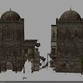 Traditional Old Buildings Featuring Domes Weathered Walls Wooden Balconies Stone Staircases And Greenery